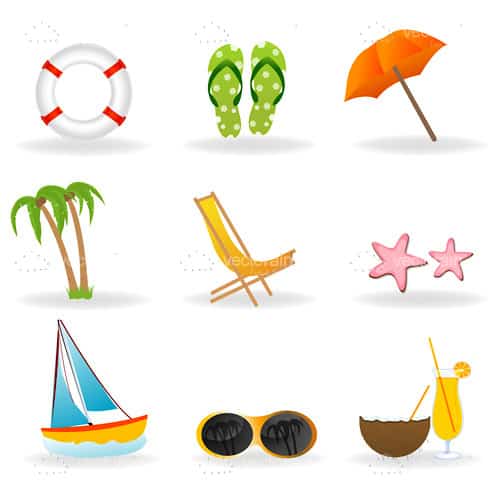 Beach Themed Icon 9 Pack